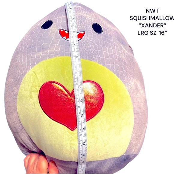 NWT SQUISHMALLOW “XANDER THE DINOSAUR ” LRG SZ-16”VALENTINES DAY EDITION RETIRED - Picture 9 of 10